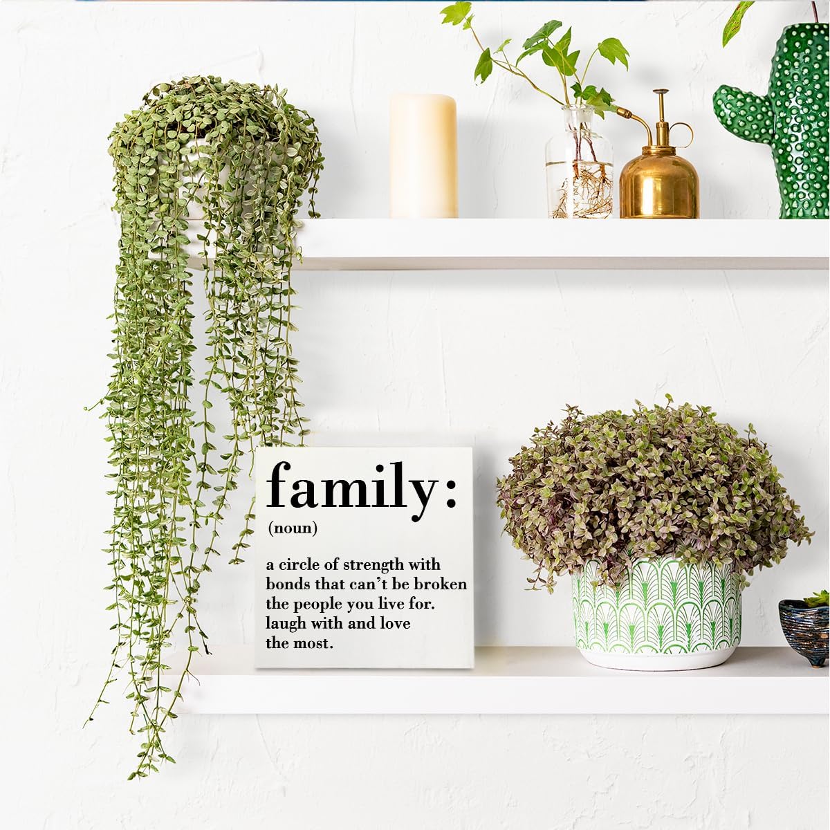 Family Noun Family Quotes Desk Decor Wooden Box Sign Inspirational Rustic White Wood Block Plaque Box Sign for Home Farmhouse House Kitchen Bathroom Living Room Shelf Table Decoration