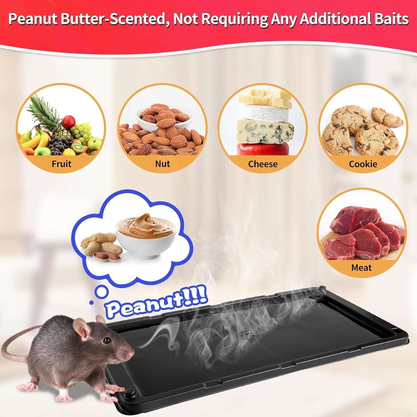LULUCATCH Glue Mouse Traps Indoor for Home 8 Pack, Pre-Baited Sticky Plastic Glue Boards for House, Snake, Lizard, Insect, Mice, Rats & Spider Traps, Pet Safe Pest Control