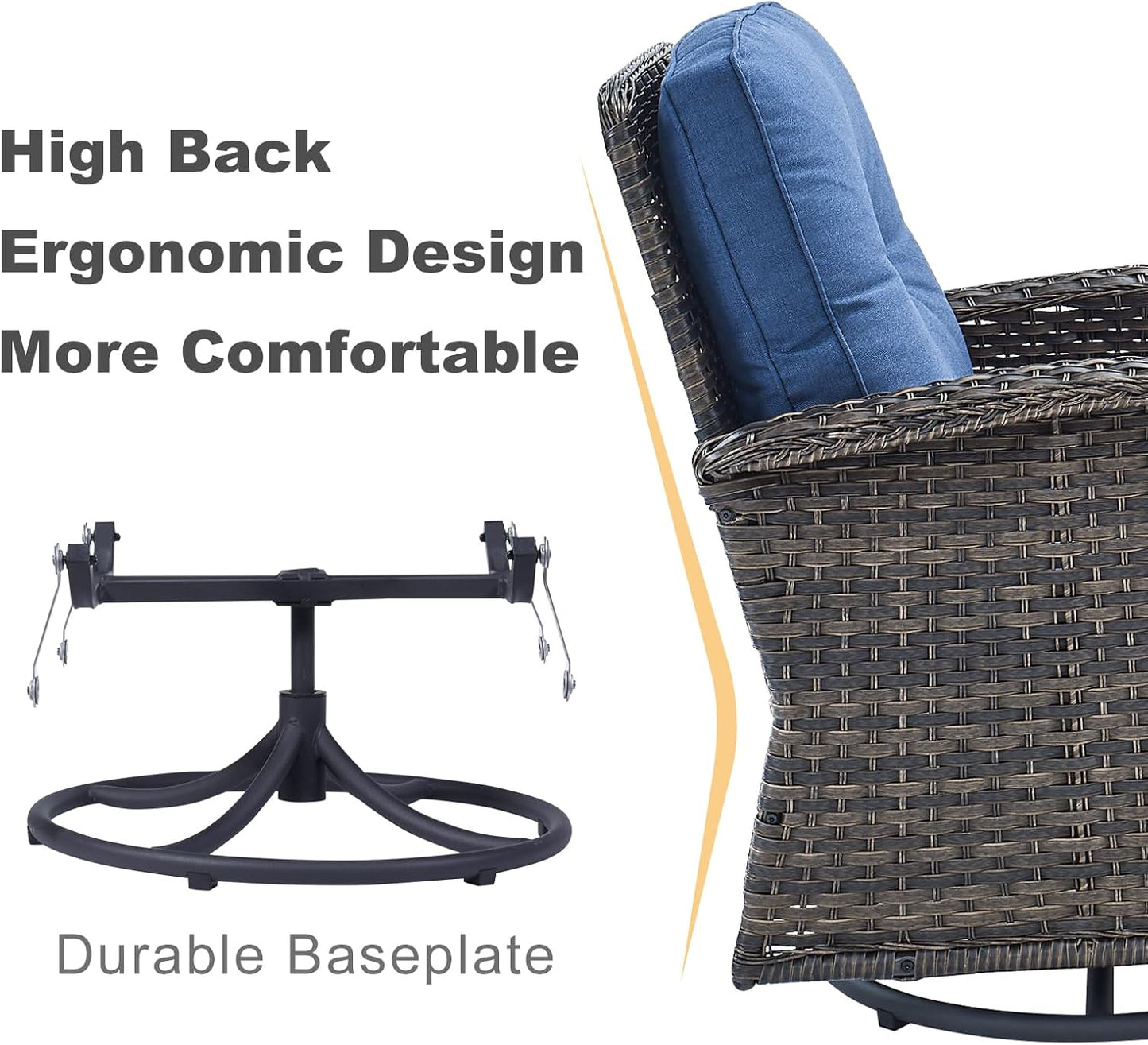 HUMMUH 8-Piece Outdoor Patio Furniture PE Wicker Patio Conversation Set,High Back Patio Couch with Ottomans Outdoor Chairs for Backyard,Porch,Deck