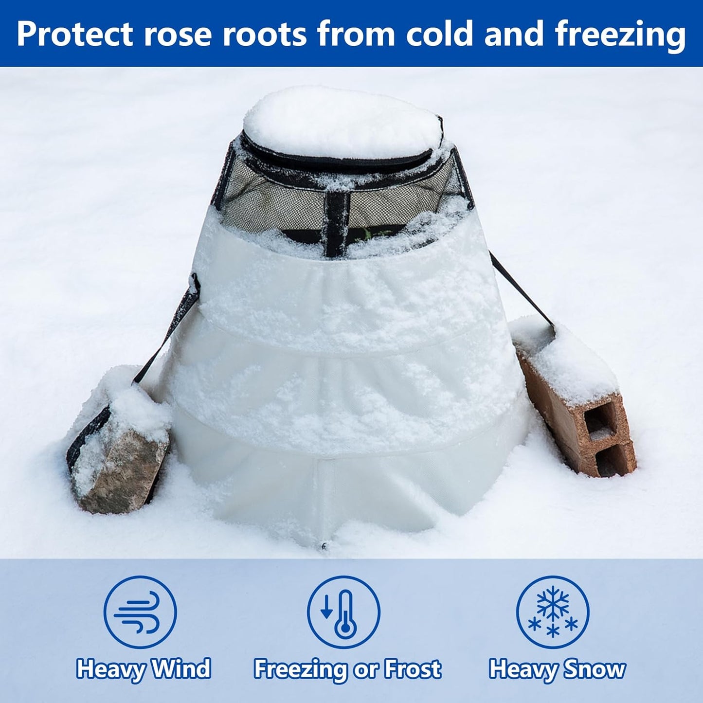 2 Pcs Winter Rose Protective Cover, 600D Winter Rose Cones Protection with Stakes, Reusable Freeze Protection Roses Collar for Protecting Outdoor Plants from Wind Frost Animal Eating