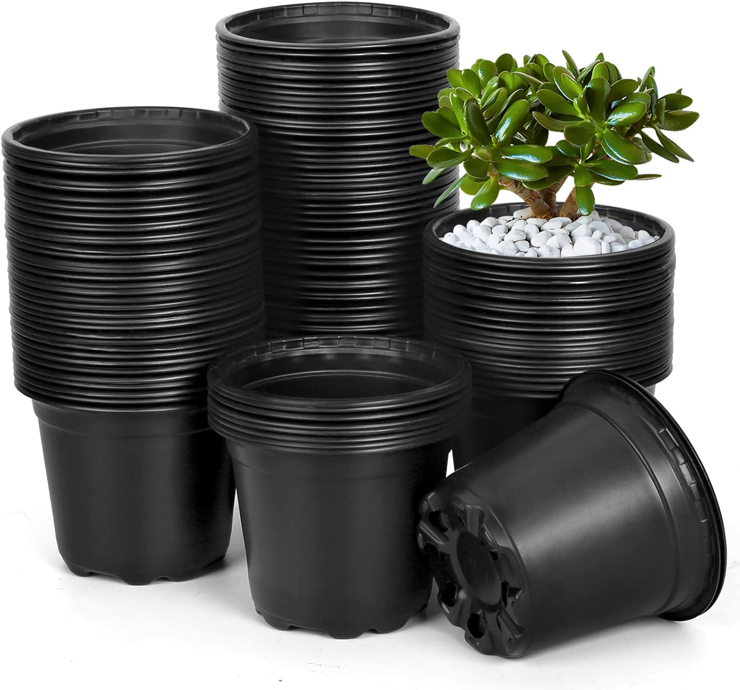 120 Pack 4 Inch Nursery Pots for Plants, Plastic Seeds Starter Pots with Drainage Holes, Small Plastic Plant Pots for Succulents Seedling Cutting Transplanting