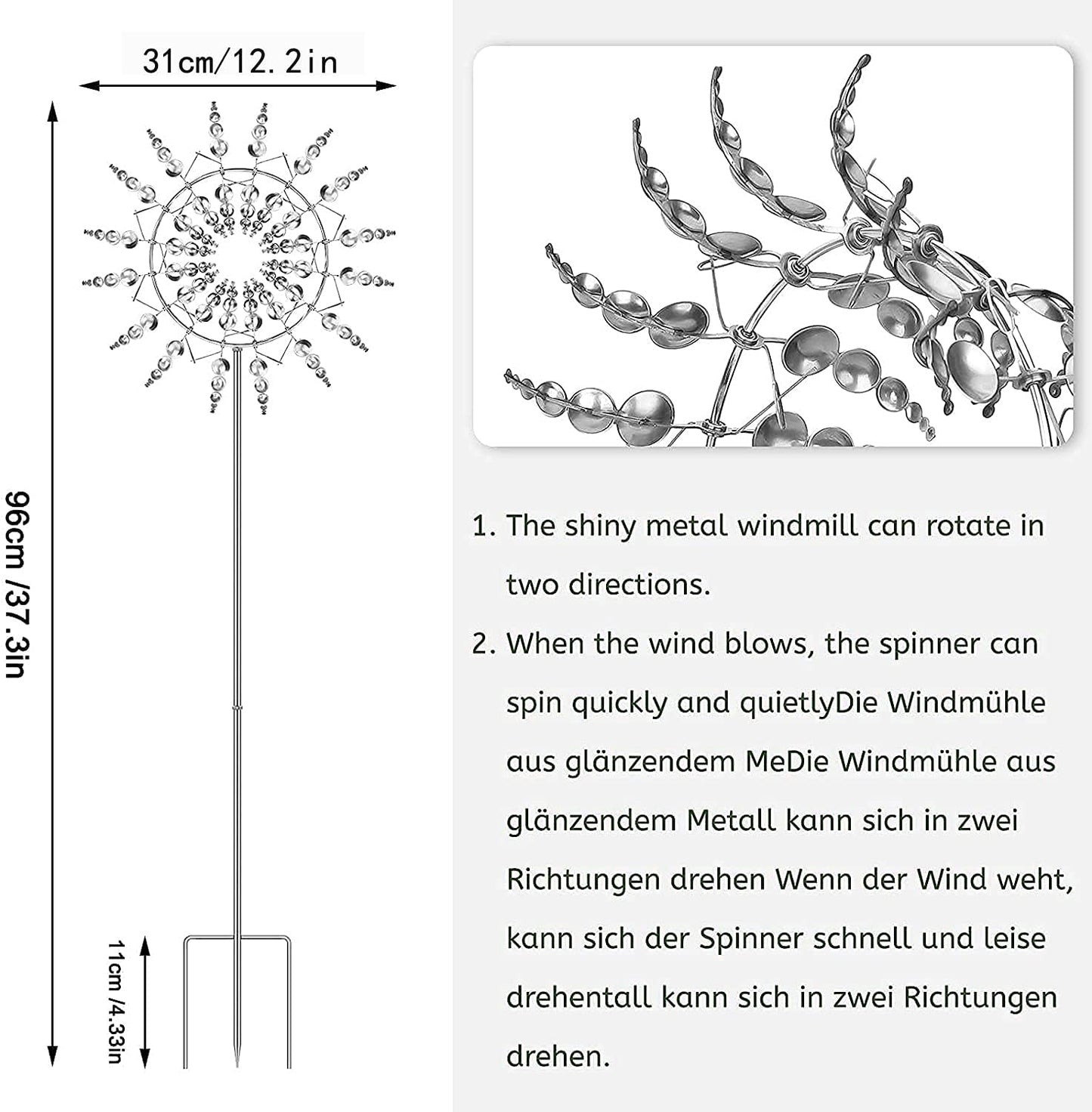 Unique and Magical Metal Windmill, 3D Wind Powered Kinetic Sculpture, Wind Spinner Solar, Wind Spinners for Yard and Garden, Windmill Catchers Outdoor Patio Decoration