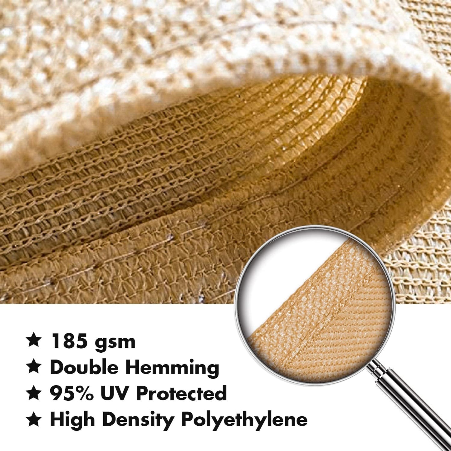 KANAGAWA 21'X22' Sand Custom Size Sun Shade Sail Rectangle UV Block Canopy Cover for Patio Backyard Lawn Garden Outdoor (Customized Available)