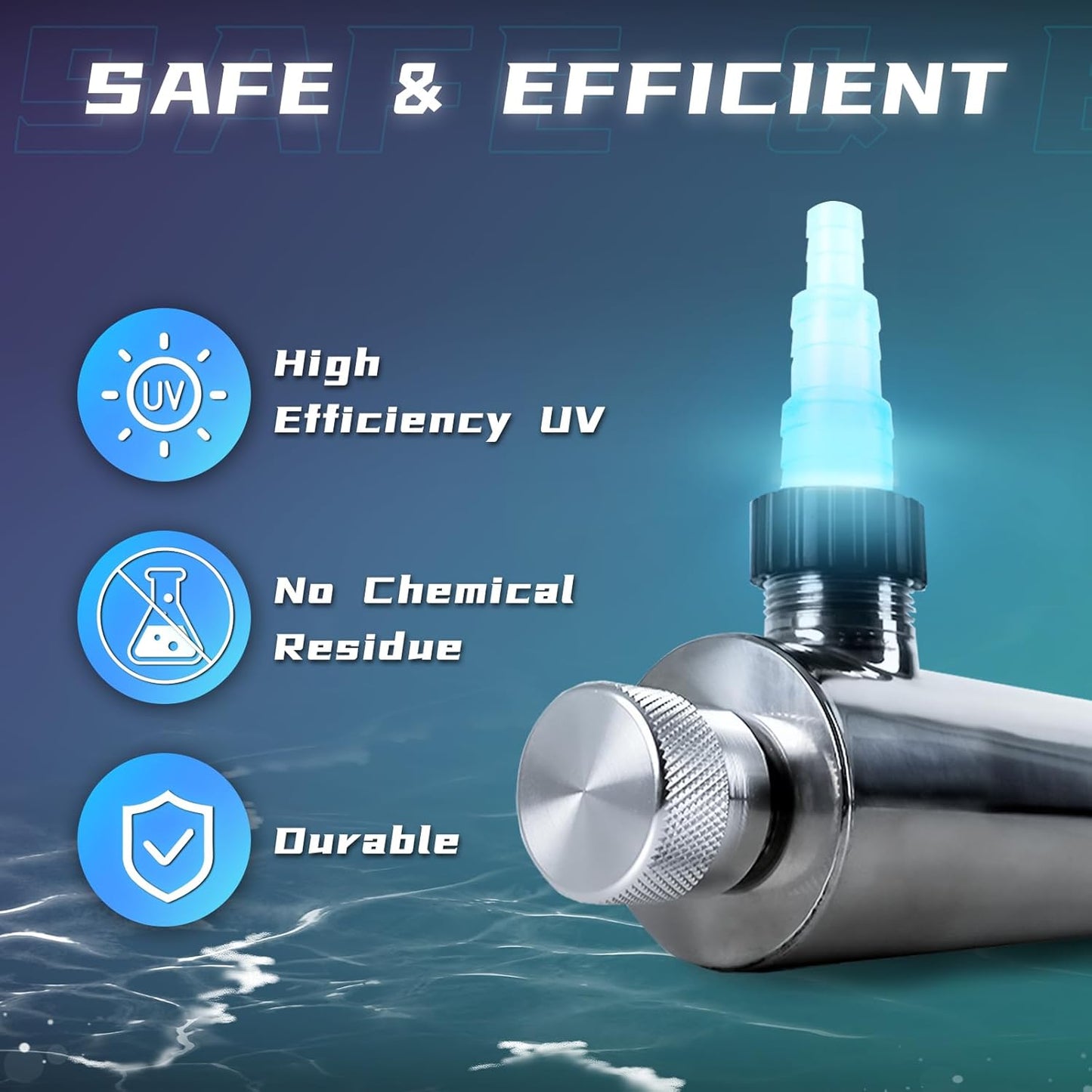 55W UV Light for Above Groud Pool Cold Plunge Aquarium Algae Control with UVC Bulb Stainless Steel Ultraviolet Green Water Machine Algae Remover for Pond
