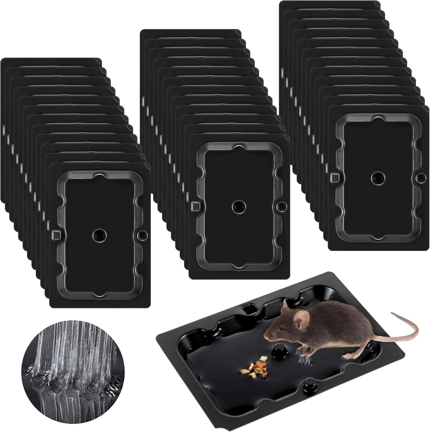 Qualirey 36 Pack Mouse and Insect Glue Traps, Strong Sticky Mice Traps Indoor for Home, Pre Scented Rodent Pads with Non Toxic Glue for House Garage, Ready to Use, Safe to Children and Pets (Black)