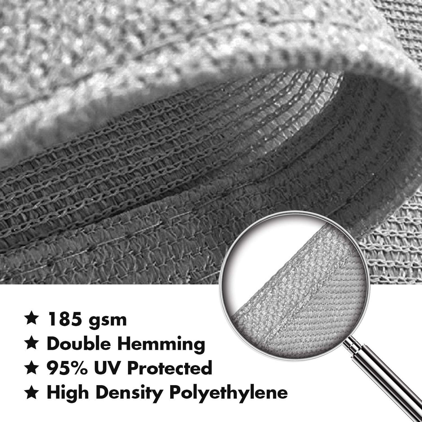KANAGAWA Sun Shade Sail 12'x12' Gray Square UV Block Canopy Awning Shelter Fabric Cloth Screen for Outdoor Patio Garden Backyard