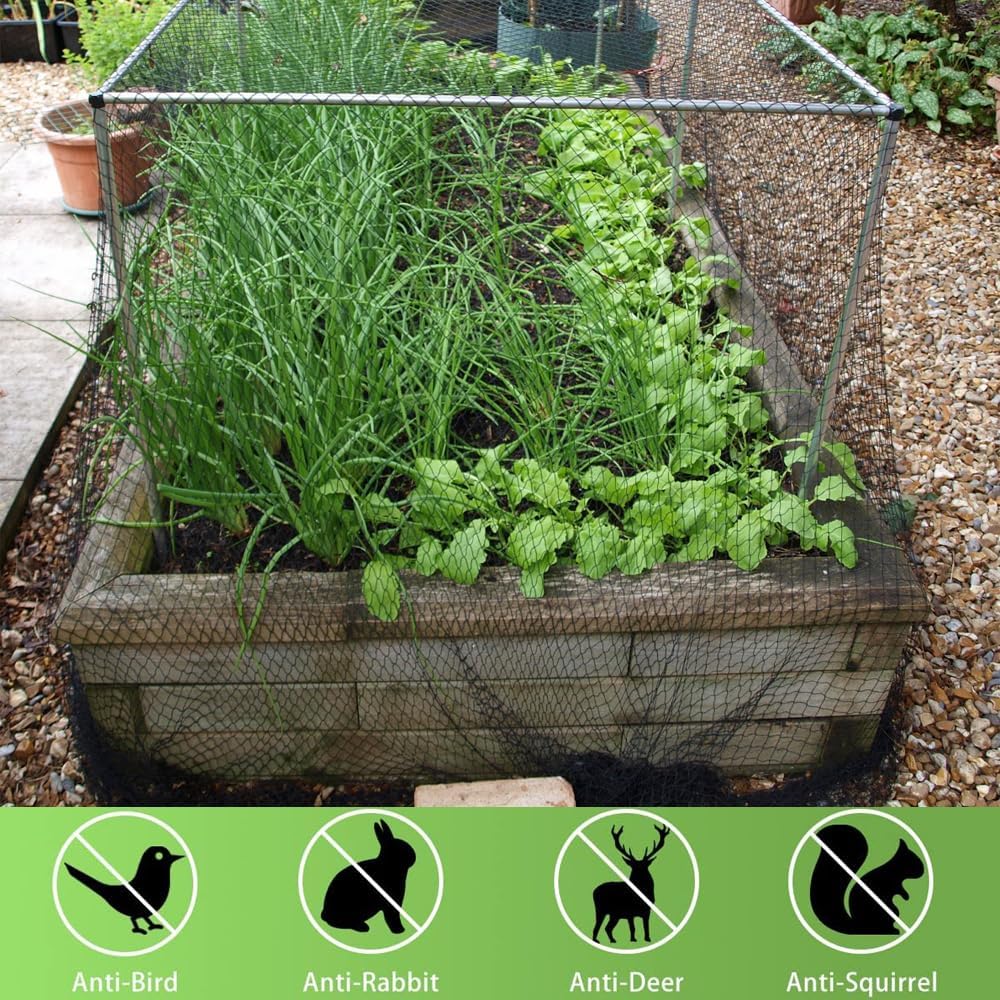 Bird Netting 15x20 Ft, 1/2In Mesh Heavy Duty Garden Netting Pest Barrier for Plants, Fruit Trees, Vegetables, Extra Strong Woven Mesh Netting, Animal Fencing Against Birds, Deer, Poultry