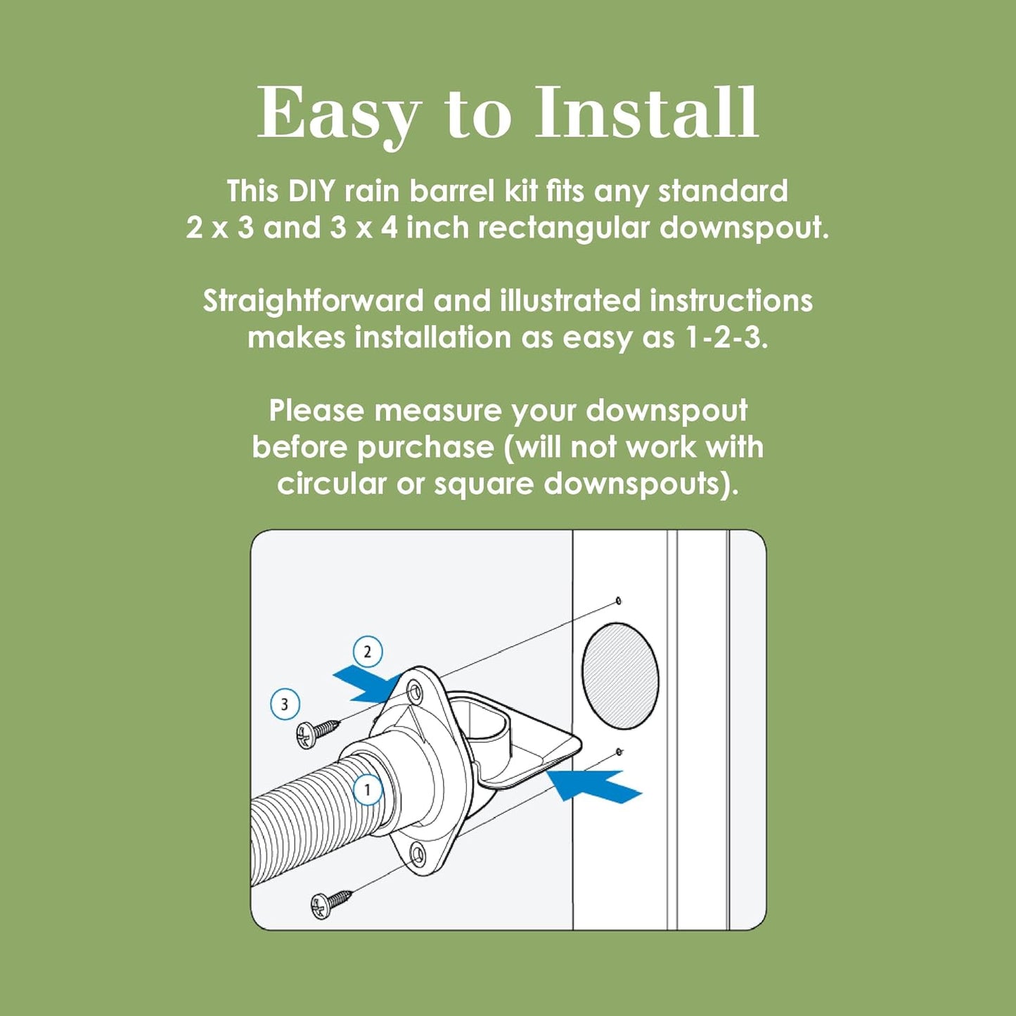 EarthMinded FlexiFit Universal Diverter System - Works with Standard Rectangular Downspouts - Easily Connects Your Existing Rain Barrel to a Downspout Diverter System