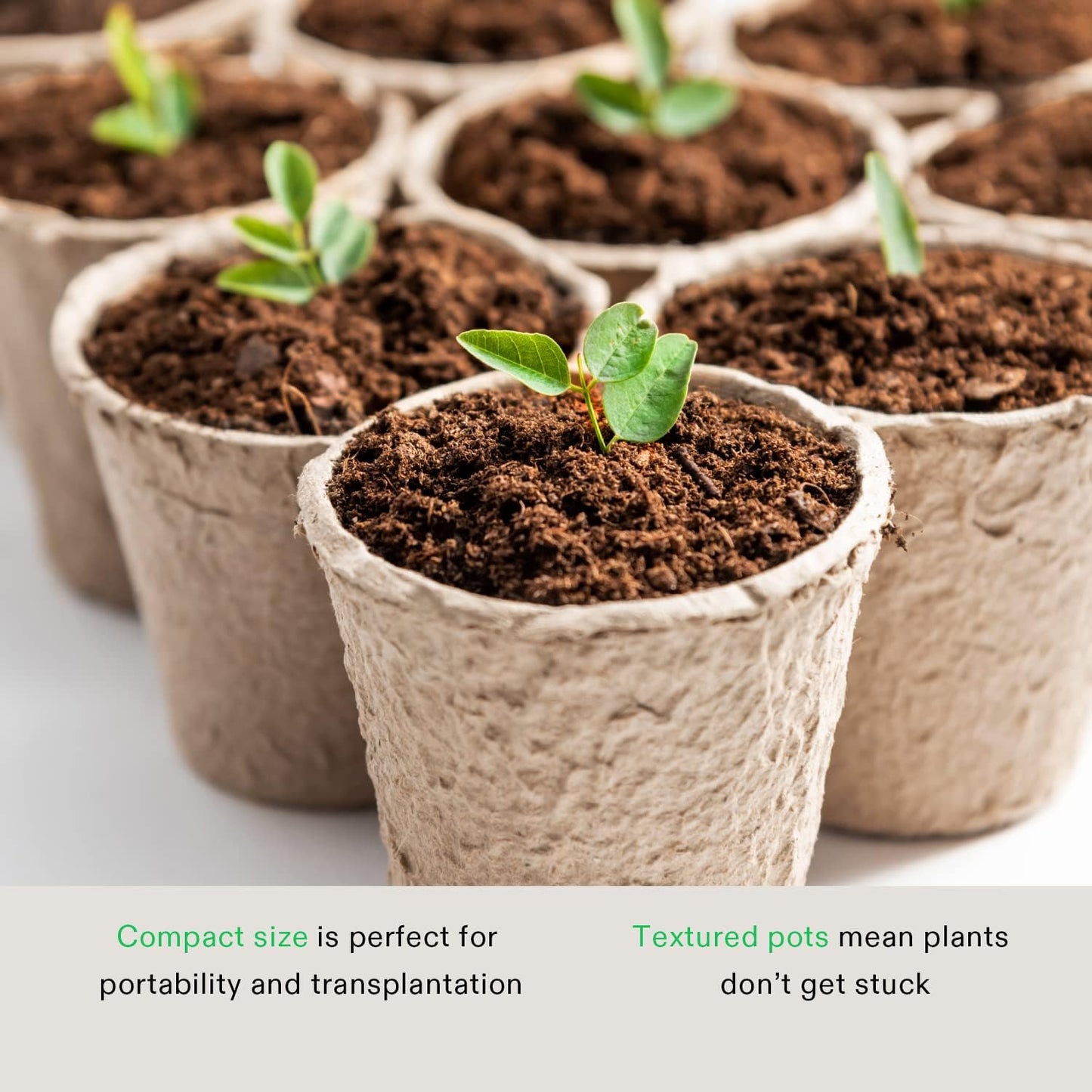 VIVOSUN Peat Pots, 60 Packs 3.15-Inch Seed Starting Pots with Drainage Holes, Round Nursery Pot, 20 Plant Labels for Flowers, Plants, Vegetables, 60Pcs