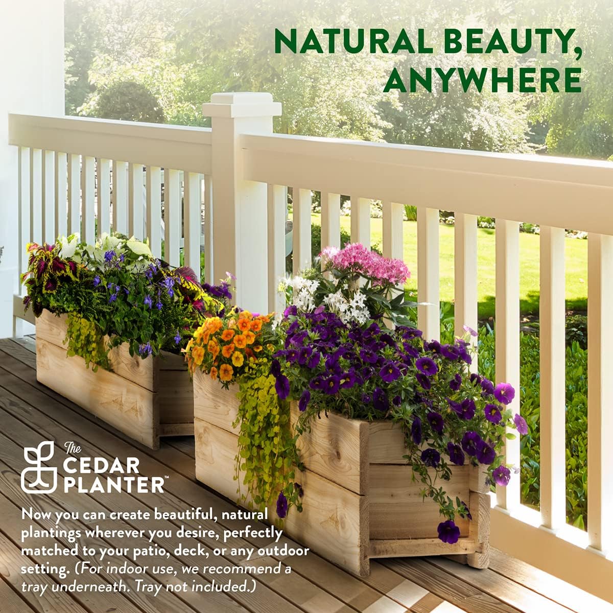 Greenes Fence Cedar Wood Planter Box, 46" x 11" x 10" - Made in USA with North American Cedar