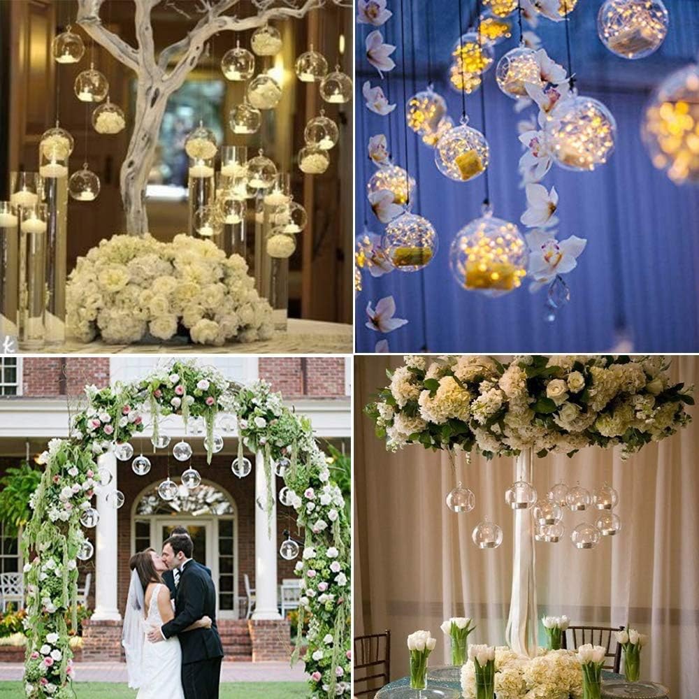 Sziqiqi 3.15" Glass Globes Glass Bulbs Hanging Tea Light Holder Terrarium Container Wedding Centerpiece Backyard Decoration Christmas Ornaments 20pcs+4 Extra