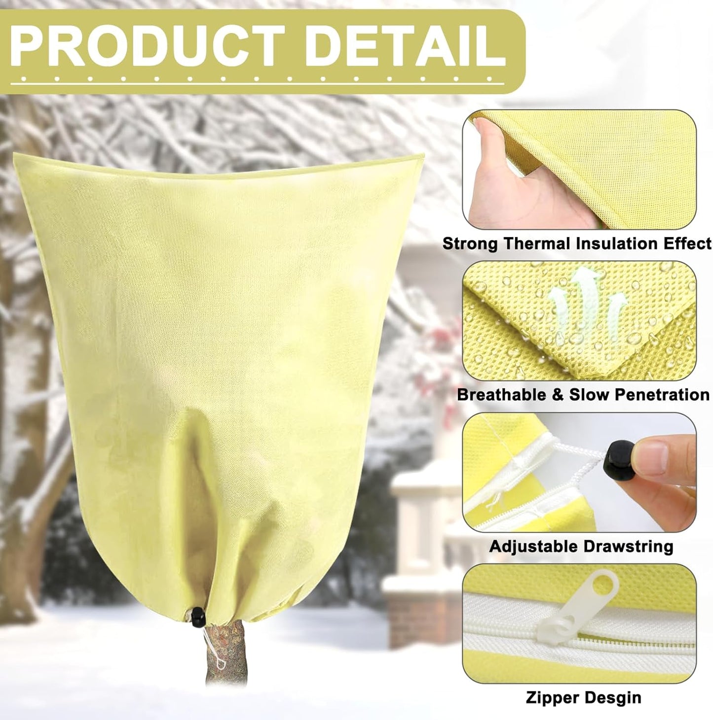 DQS 4 Pack Plant Covers Freeze Protection, 31.4" x47.2" Winter Frost Protection Blankets Frost Cloth,Suitable for Outdoor Winter Frost, Cold Weather, shrubs, Trees, Jackets, and coverings