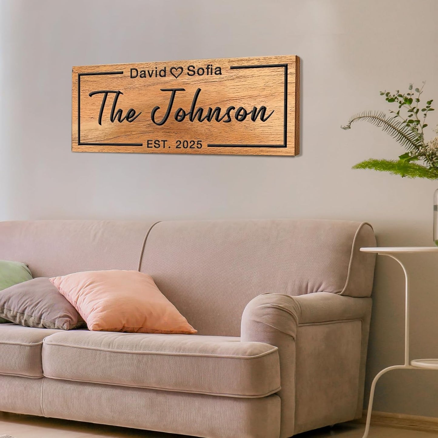 Personalized Carved Wood Sign Custom Last Name Sign for Couples Anniversary Wedding Gift Wooden Family Name Sign Family Wall Decor Bridal Shower Housewarming Gift