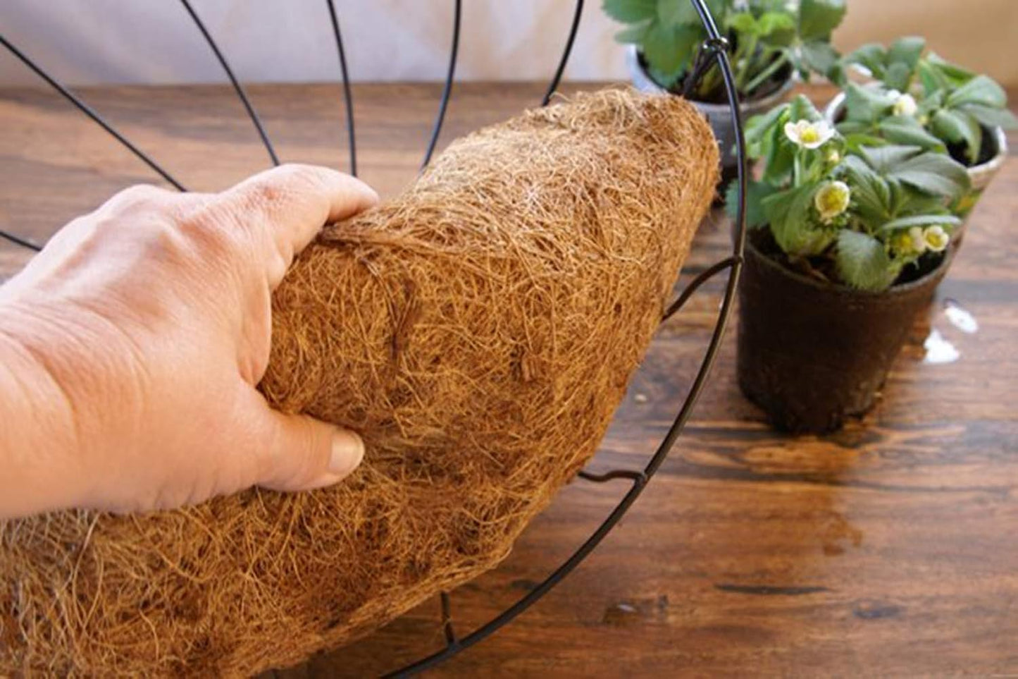 2PCS Half Round Hanging Basket Liners Replacement Coco Liner for Hanging Basket Wall Flower, 100% Natural Coconut Fiber Plant Basket Liner for Garden Planter Flower Pot (18 inch)