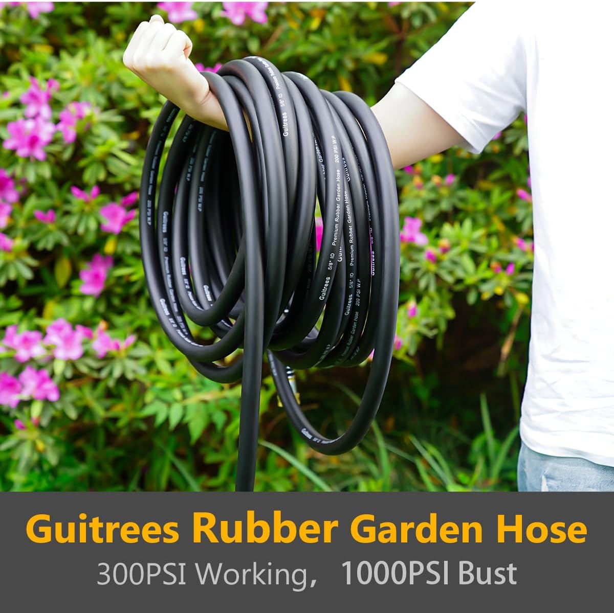 Leader Garden Hose 5ft x 5/8", Heavy Duty Short Water Hose, Female to Female Fittings, Five Layered Braiding for Durability, 1000PSI Burst, 200PSI Working (Black)