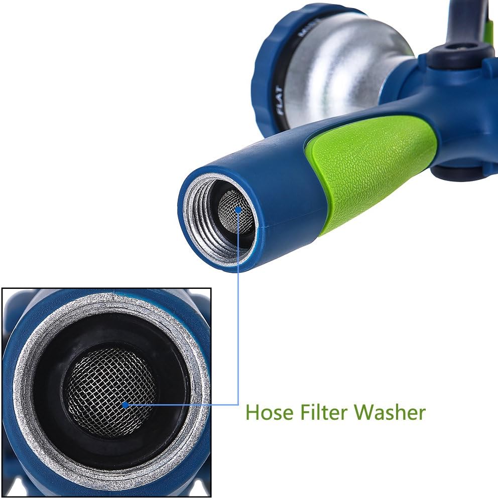 GREEN MOUNT New Patent Garden Hose Nozzle, Heavy Duty Water Nozzle, High Pressure Fireman Style Nozzle with Ergonomic Handle for Lawn and Garden Watering
