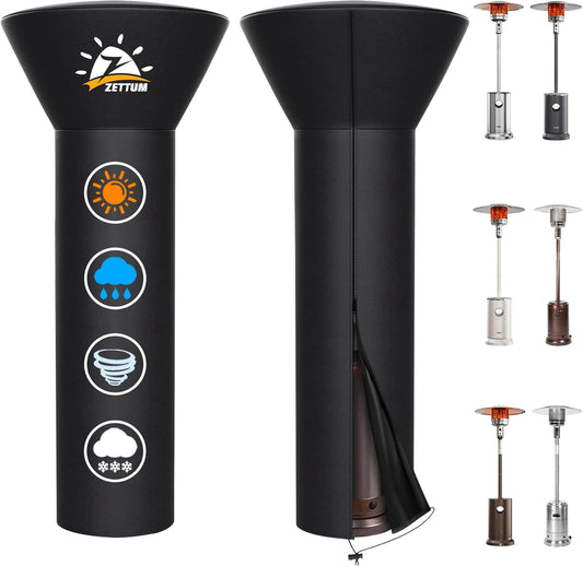 Patio Heater Covers - 600D Outdoor Heater Cover with Zipper Waterproof Heavy Duty, Propane Heat Cover for East Oak, Hampton Bay, Fire Sense and More (89" Height x 33" Dome x 19" Base)
