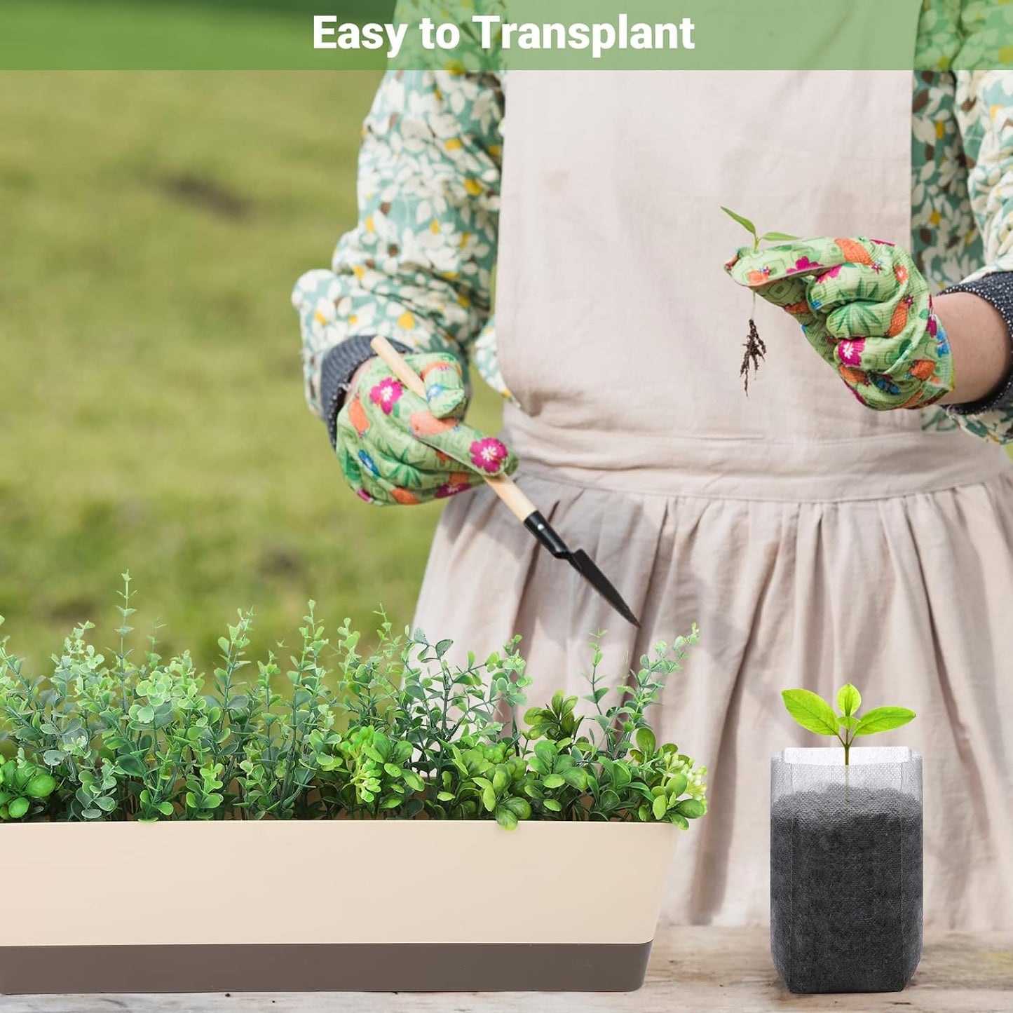 GREANER 400 PCS Nursery Bags - 5.5"x6.3", Biodegradable Plant Starter Bags, Thickened Non-Woven Biodegradable Plant Pots for Plant, Seedling, Garden, Flower, Vegetable, Indoors and Outdoor Use