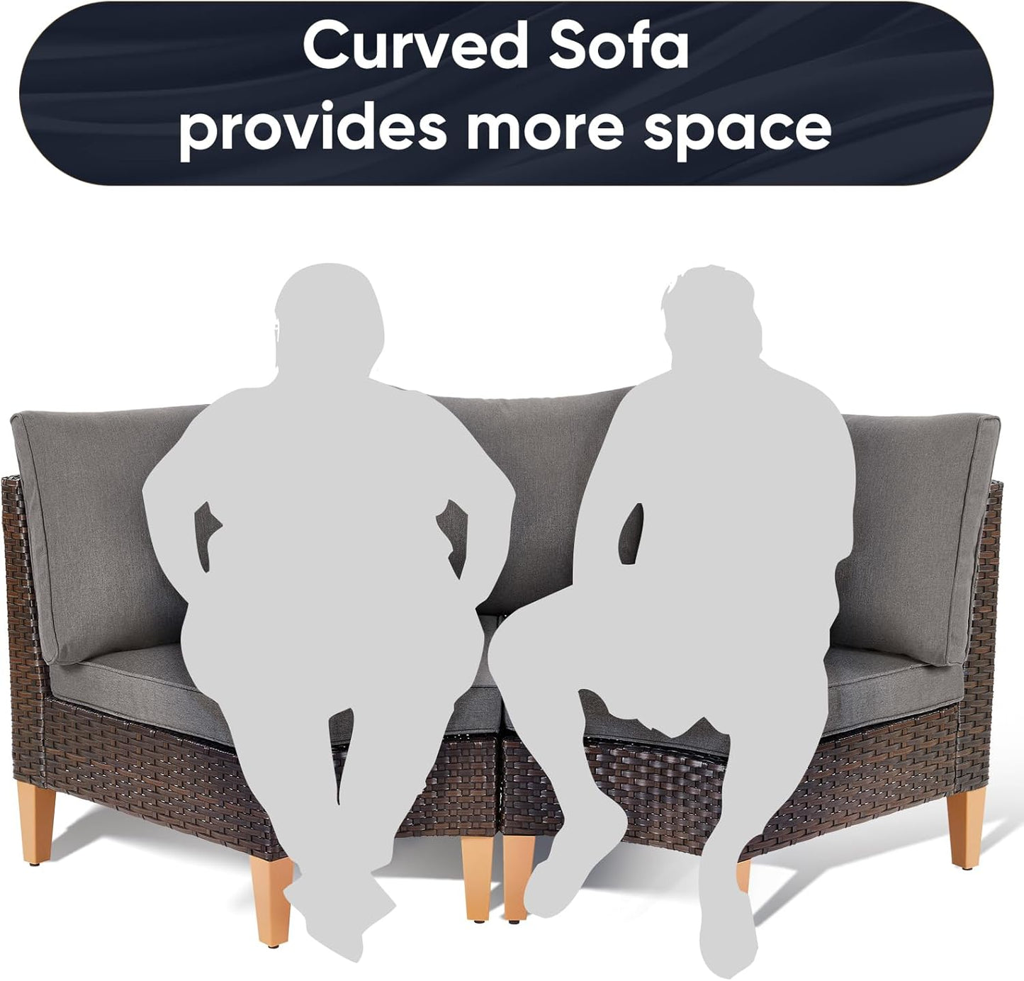 HUMMUH 10 Pieces Patio Furniture Set,Outdoor Half-Moon Modular Sectional Couches Swivel Patio Chairs with Ottomans,All Weather PE Wicker Patio Conversation Sets for Garden Porch Backyard