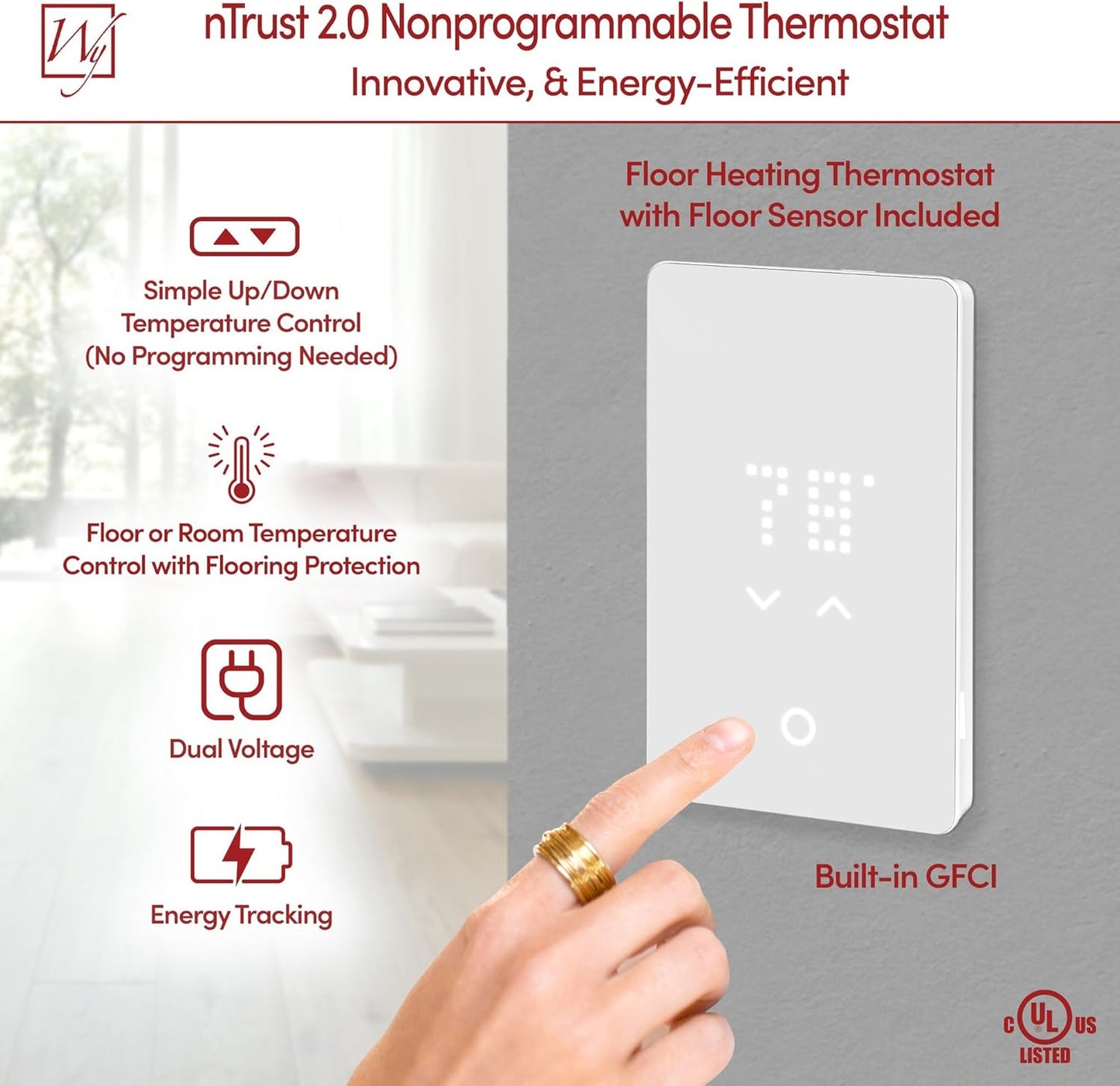 78 Sqft Heated Floor Mat Kit with Radiant Floor Heating System Thermostat UTN5, Two Sensors, Tester, 120V Electric Radiant Floor Heating Mat installs under Bathroom Tile, Vinyl - WarmlyYours TempZone