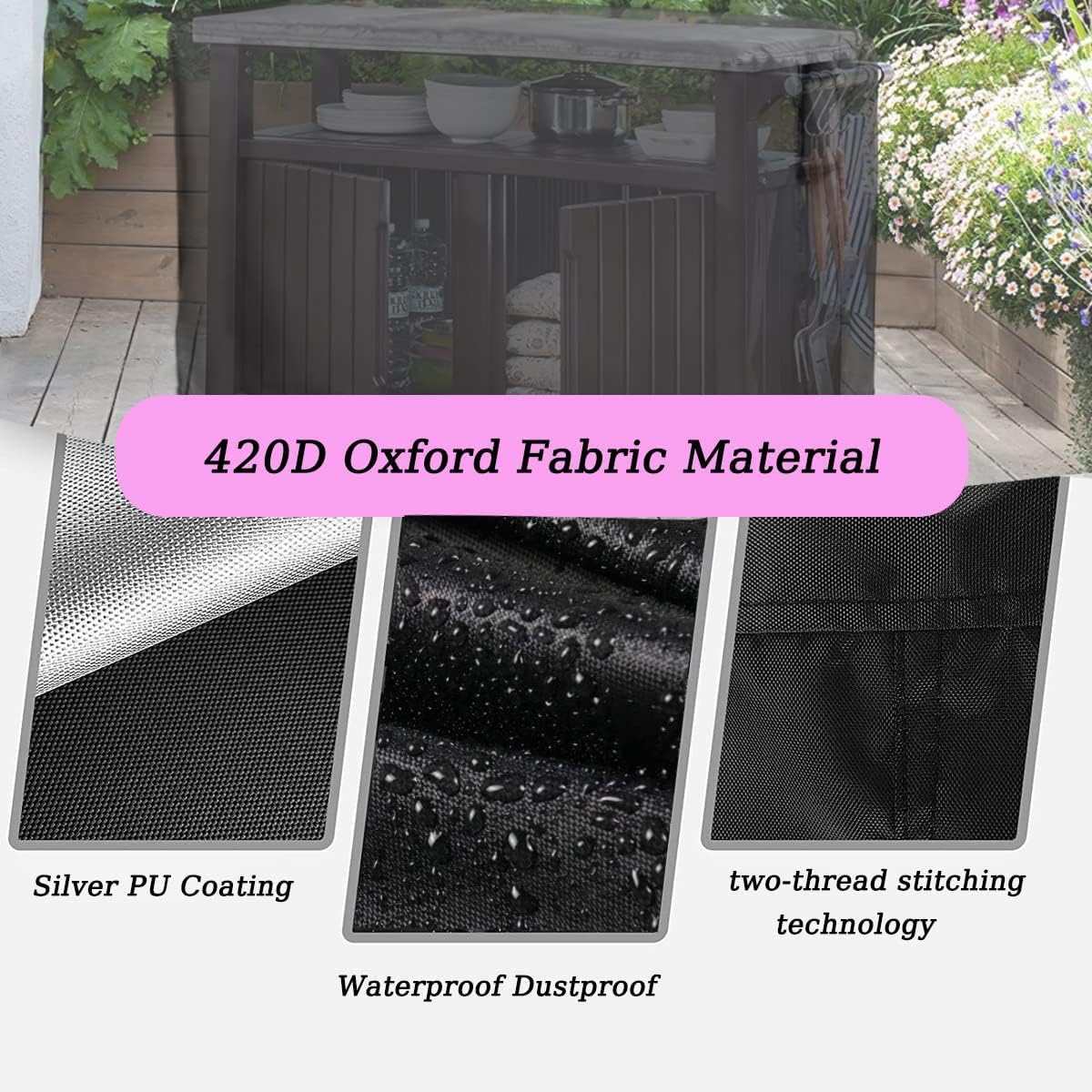 55in Prep Table Cover, Outdoor Bar Table Cover Waterproof Stainless Steel Table Cover Portable Cooler Cart Covering Patio Storage Cabinet Covers
