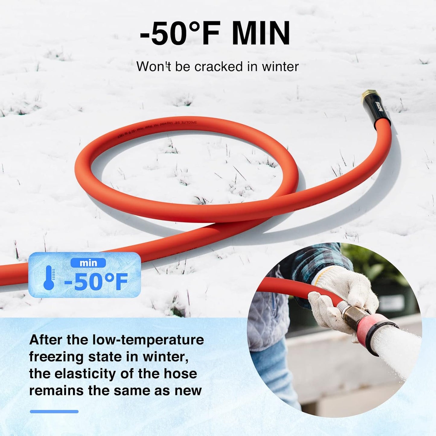 5/8" Hot/Cold Garden Water Hose 125 ft, -50℉-190℉,Flexible & Lightweight With 3/4" Brass Fittings for Yard, Outdoor, Farm, Red