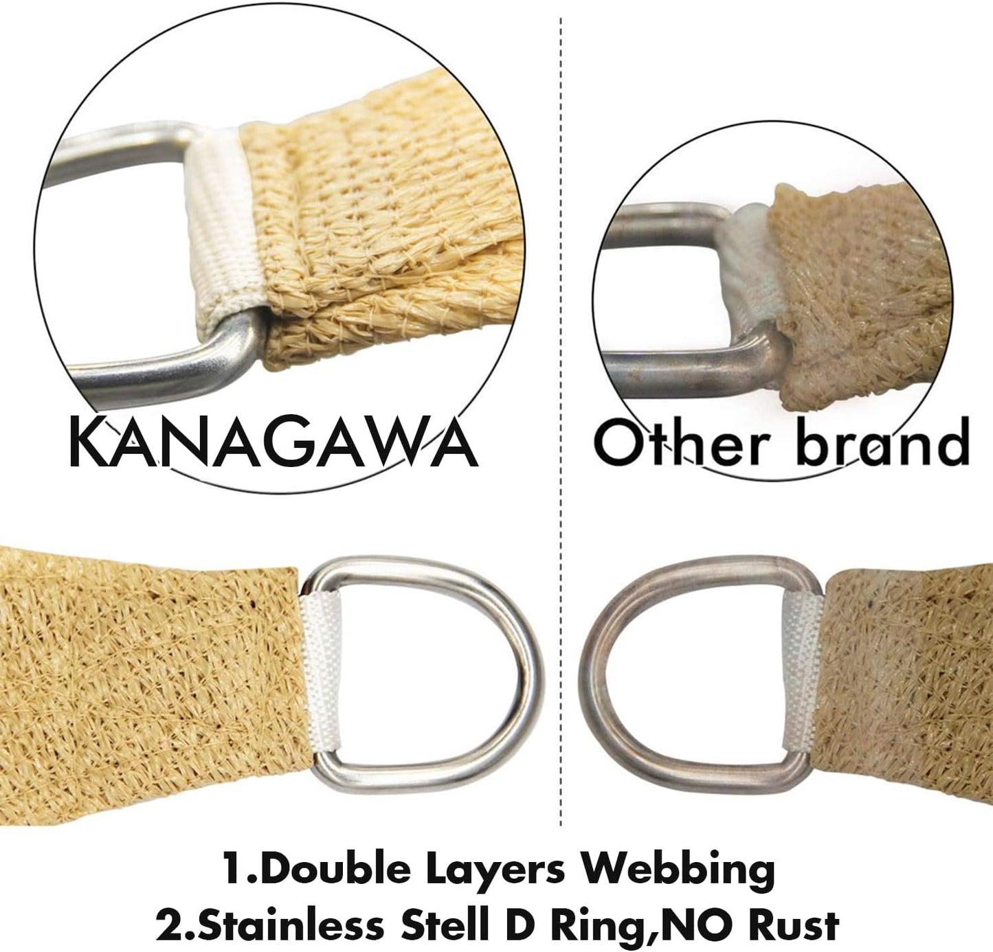 KANAGAWA 12'X18' Sand Custom Size Sun Shade Sail Rectangle UV Block Canopy Cover for Patio Backyard Lawn Garden Outdoor (Customized Available)