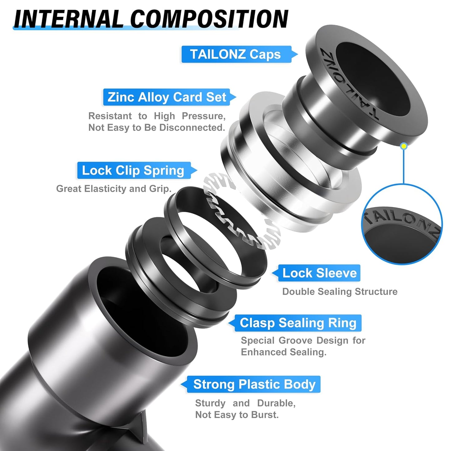 TAILONZ PNEUMATIC Elbow and Straight Combination 3/8 Inch Tube OD x 1/2 Inch NPT Thread Push to Connect Fittings PC-3/8-N4+PL-3/8-N4(Pack of 4)