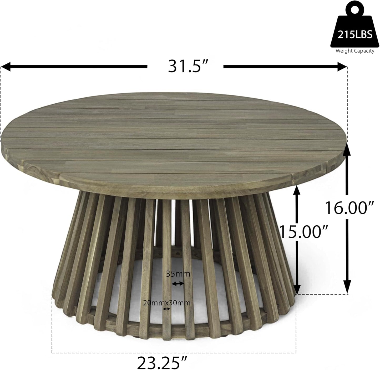 Christopher Knight Home Claremont Patio Sofa and Coffee Table Set, 2 Piece Outdoor Patio Furniture Set with Cushion, Acacia Wood 3 Seater Outdoor Sofa Daybed and Coffee Table Set, Dark Grey+Grey