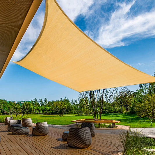 KANAGAWA 7'X10' Sand Custom Size Sun Shade Sail Rectangle UV Block Canopy Cover for Patio Backyard Lawn Garden Outdoor (Customized Available)