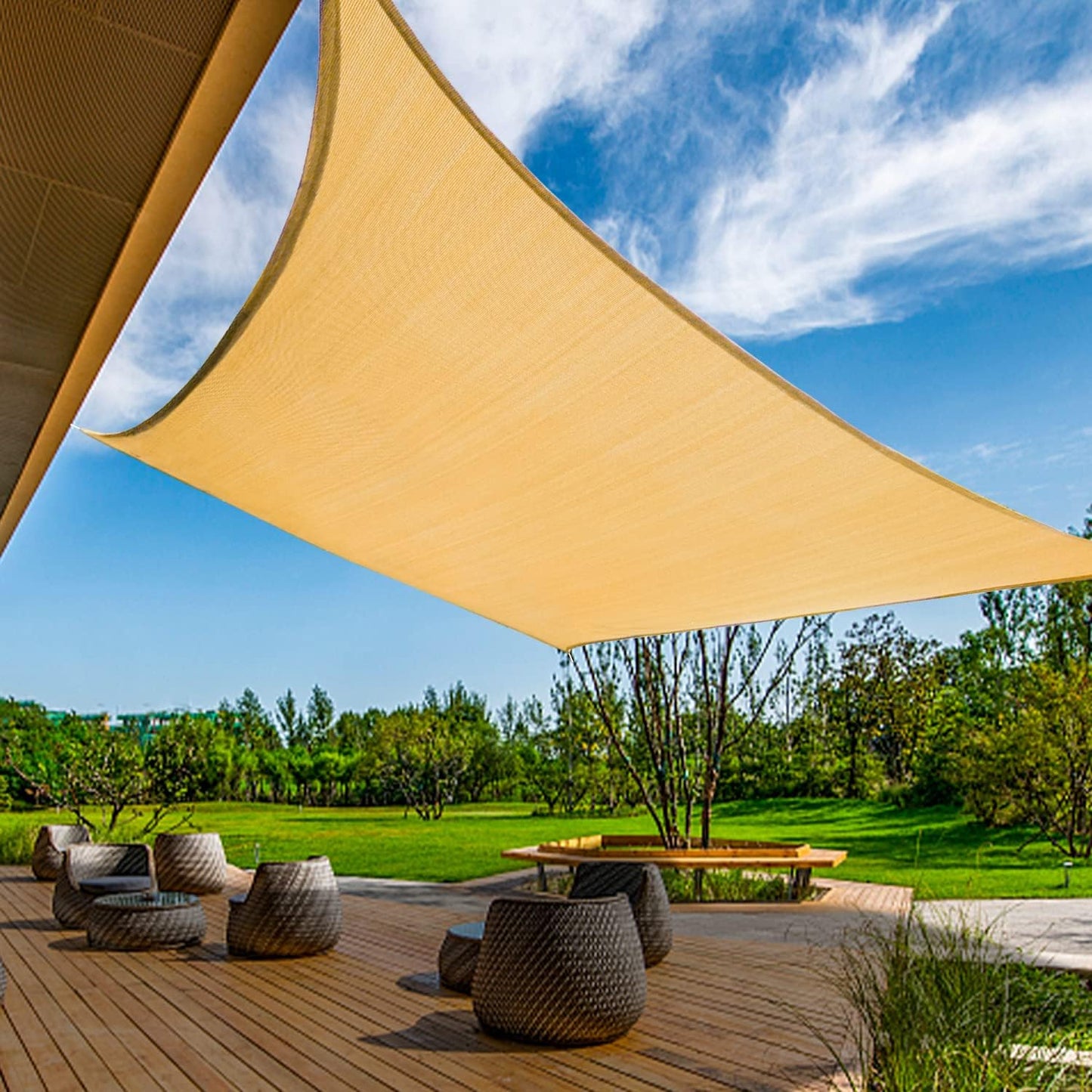 KANAGAWA 6'X6' Sand Custom Size Sun Shade Sail Square UV Block Canopy Cover for Patio Backyard Lawn Garden Outdoor (Customized Available)