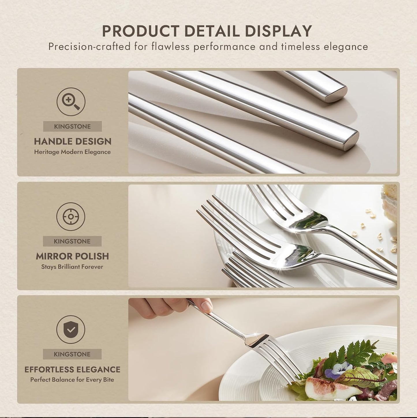 KINGSTONE Dinner Forks Set, 24-Piece Silverware Flatware Cutlery Dessert Forks (8.3-Inch), Forged Food-Grade Stainless Steel, Mirror Finish & Dishwasher Safe, Use for Kitchen, Home, Wedding, Party