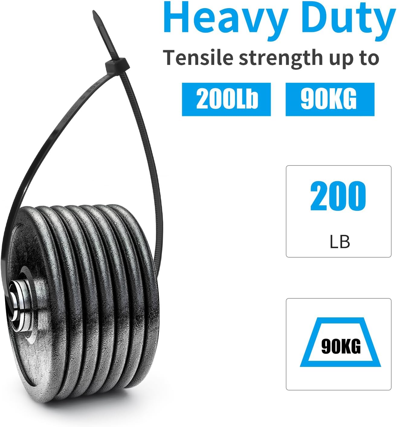 XINGO 26 inch Black Zip Ties Heavy Duty 100 Pack, 200 LBS Ultra Strong Plastic Wire Ties, Large Cable Ties Extra Long Tie Wraps, Indoor and Outdoor UV Resistant
