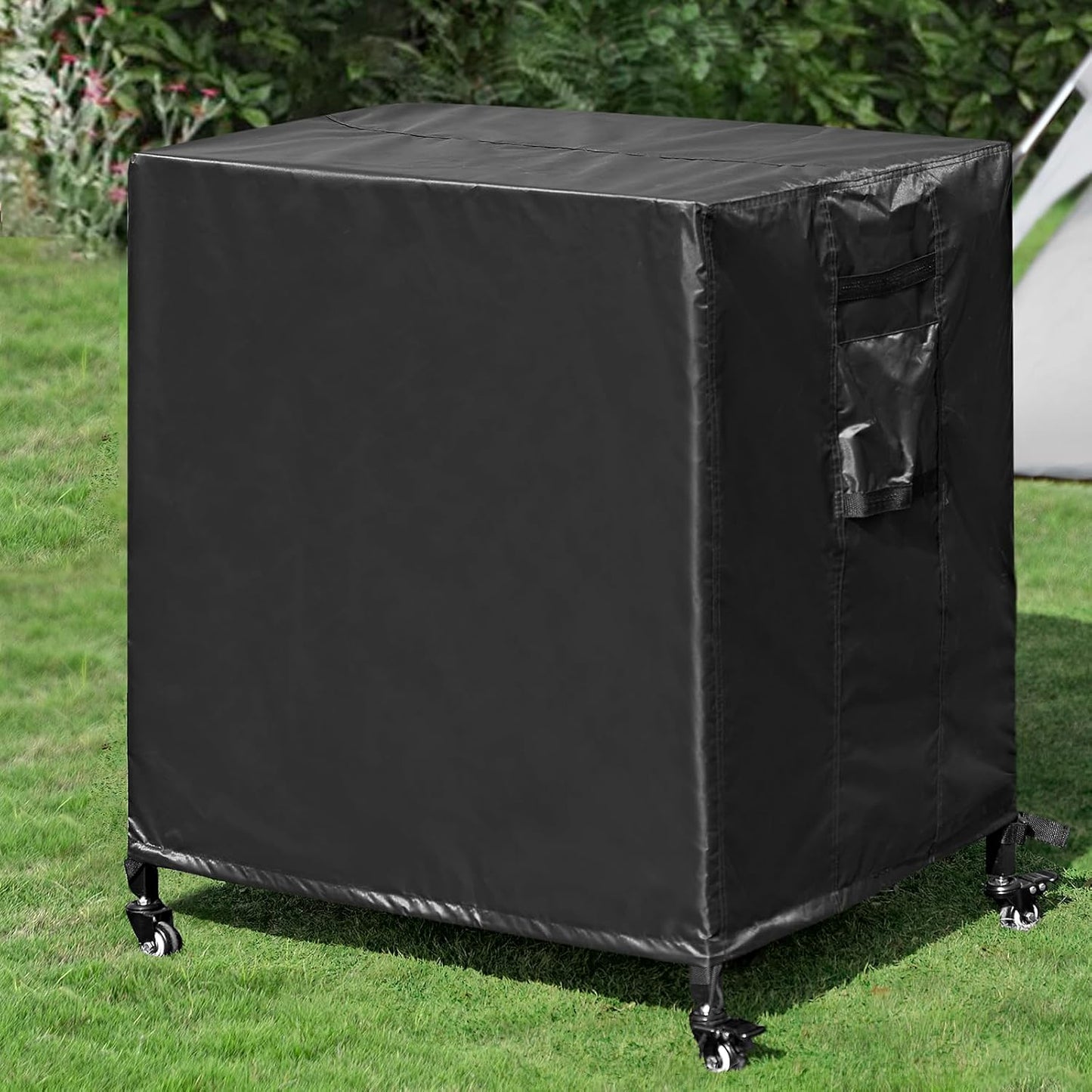 Stainless Steel Grill Cart with Cover Pizza Oven Stand with Water-Proof Cover Trolley Table with Wheels Three-Shelf Movable Food Prep and Work Cart Table Heavy Duty Grill Cart Outdoor 31.5"×24"×35.5"