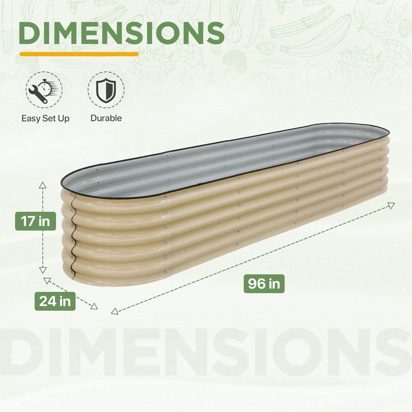 EAGLE PEAK 9 in 1 Modular 17in Customizable Elevated Raised Garden Bed Kit with Multiple Configurations, Outdoor Metal Planter Box Steel Flower Bed, Pearl White