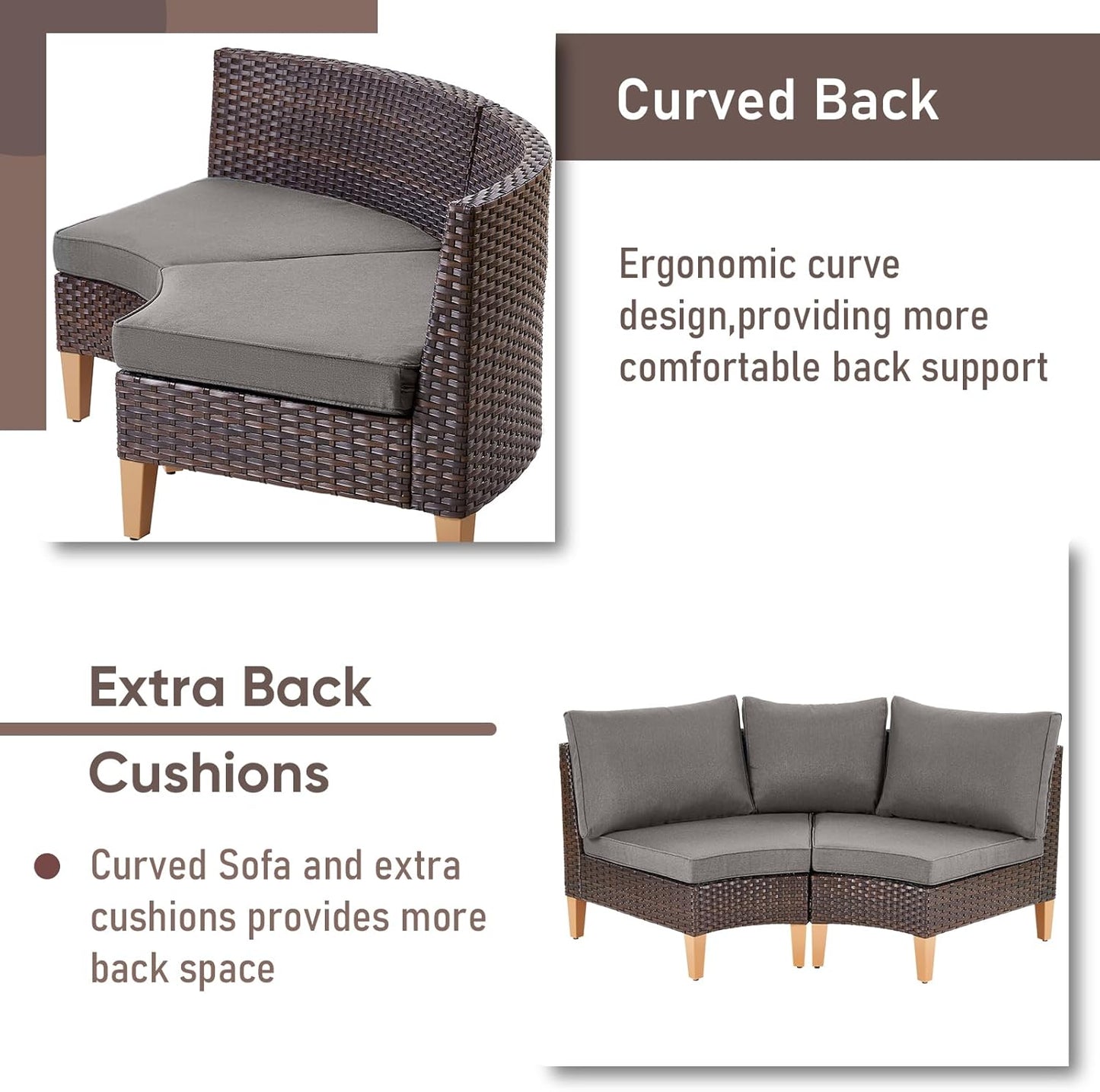 HUMMUH Patio Furniture Set,8 Pieces Outdoor Sectional Couch Chairs with Ottomans,All Weather PE Wicker Patio Conversation Sets for Garden Porch Backyard