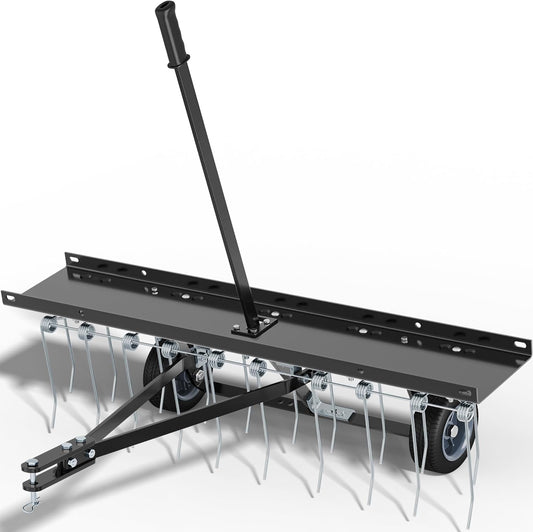 YITAMOTOR 40" Dethatcher Tow Behind Lawn rake Lawn Sweeper,Black