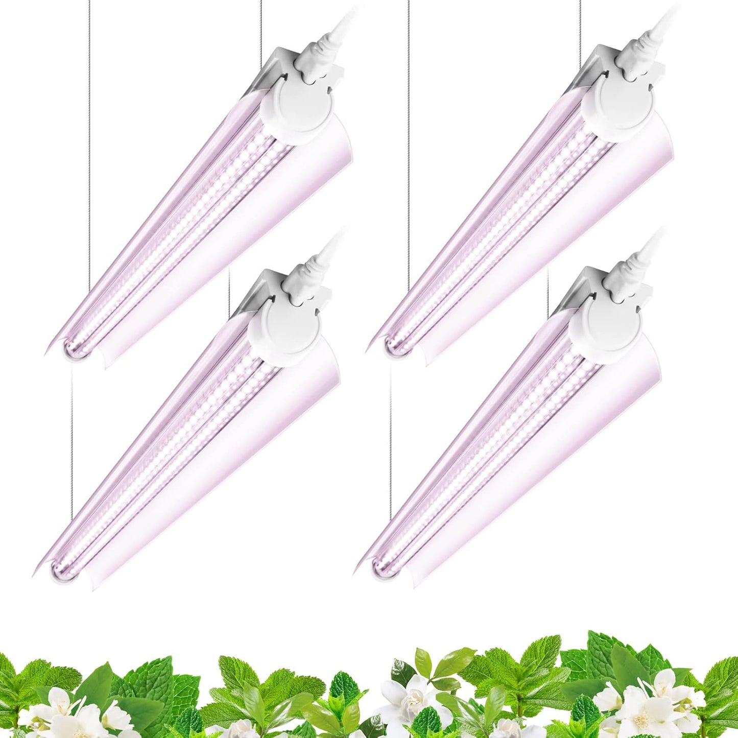 Barrina Grow Light, 96W(4 x 24W, 600W Equivalent), 2ft T8, Super Bright, Full Spectrum Sunlight Plant Light, LED Grow Light Strips, Grow Light Bulbs for Indoor Plants, 4-Pack