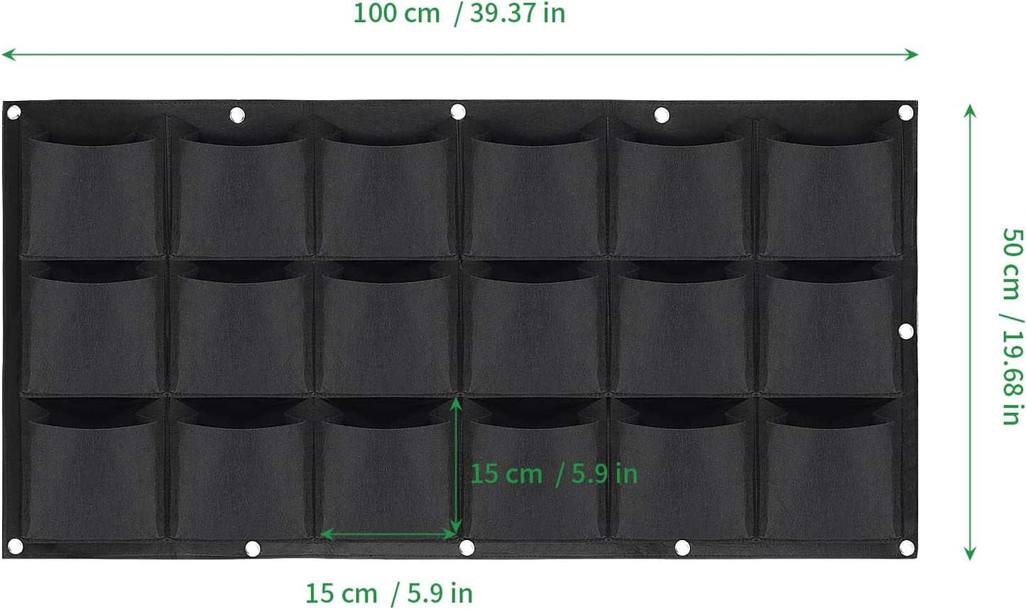 ZOENHOU 2 Pack Total 36 Roomy Pockets Horizontal Garden Planter, Waterproof Wall-Hanging Flower Pot Bags, Felt Wall Mount Balcony Planter Pouch for Herbs, Succulent, Flowers and Vegetables
