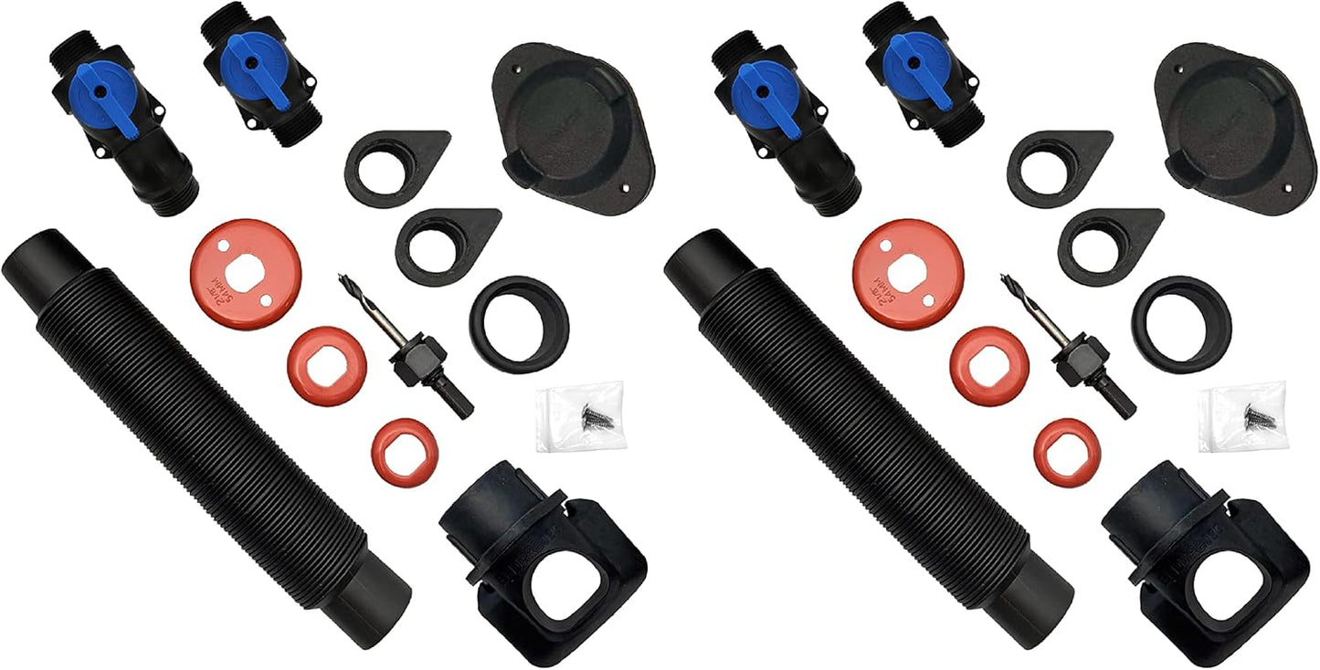 EarthMinded Rain Barrel Diverter and Parts Kit, 2 Pack - for 2 x 3 and 3 x 4 Inch Downspouts, Includes Spigot and Downspout Water Diverter - Convert Containers into Rain Barrels - RBK-0001