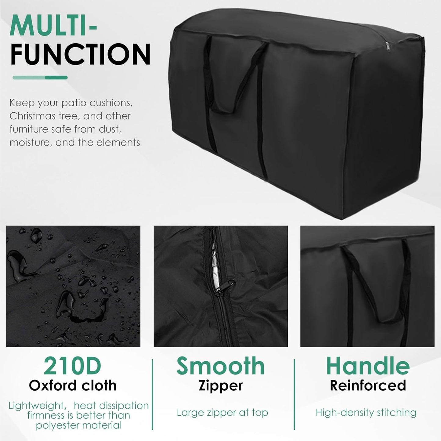 2 Pack Patio Furniture Storage Bag Extra Large Protective Cushion Cover with Zippered Waterproof for Patio Furniture with Zippers and Handles Size 68 inch L x 30 inch W x 20 inch H (2)