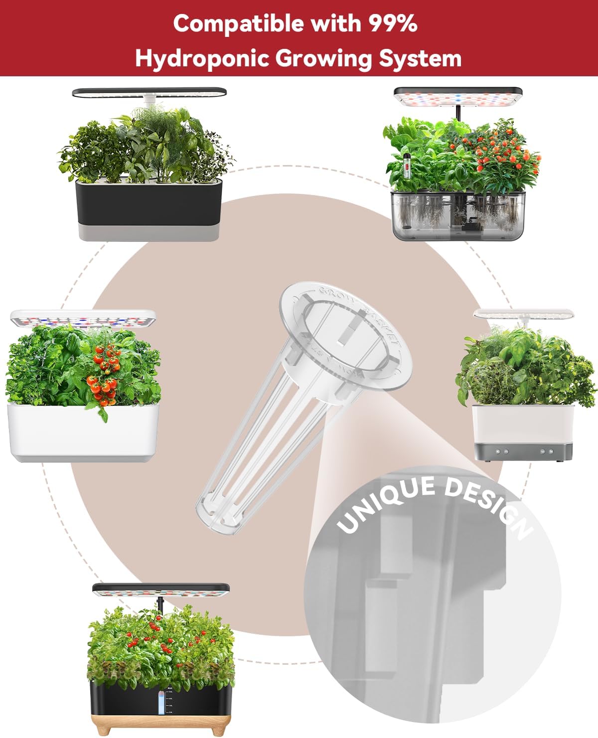 LYKOCLEAN Hydroponic Seed Pod Kit Compatible with AeroGarden, Ahopegarden, iDoo, MUFGA, 16 Pods Complete Growing Anything Garden Supply with Strawberry Seeds, Grow Sponges, Baskets, Domes, Labels