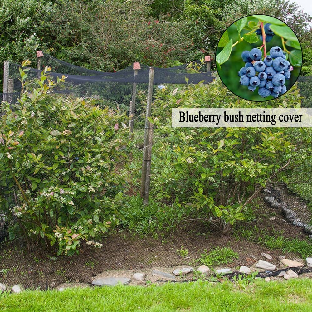 Junflying Bird Netting, 15x40 FT – 1/2" Mesh, Woven Black Netting for Garden Protection with Ties, Protects Vegetables, Fruit Trees, Blueberry Bushes & Strawberry Plants
