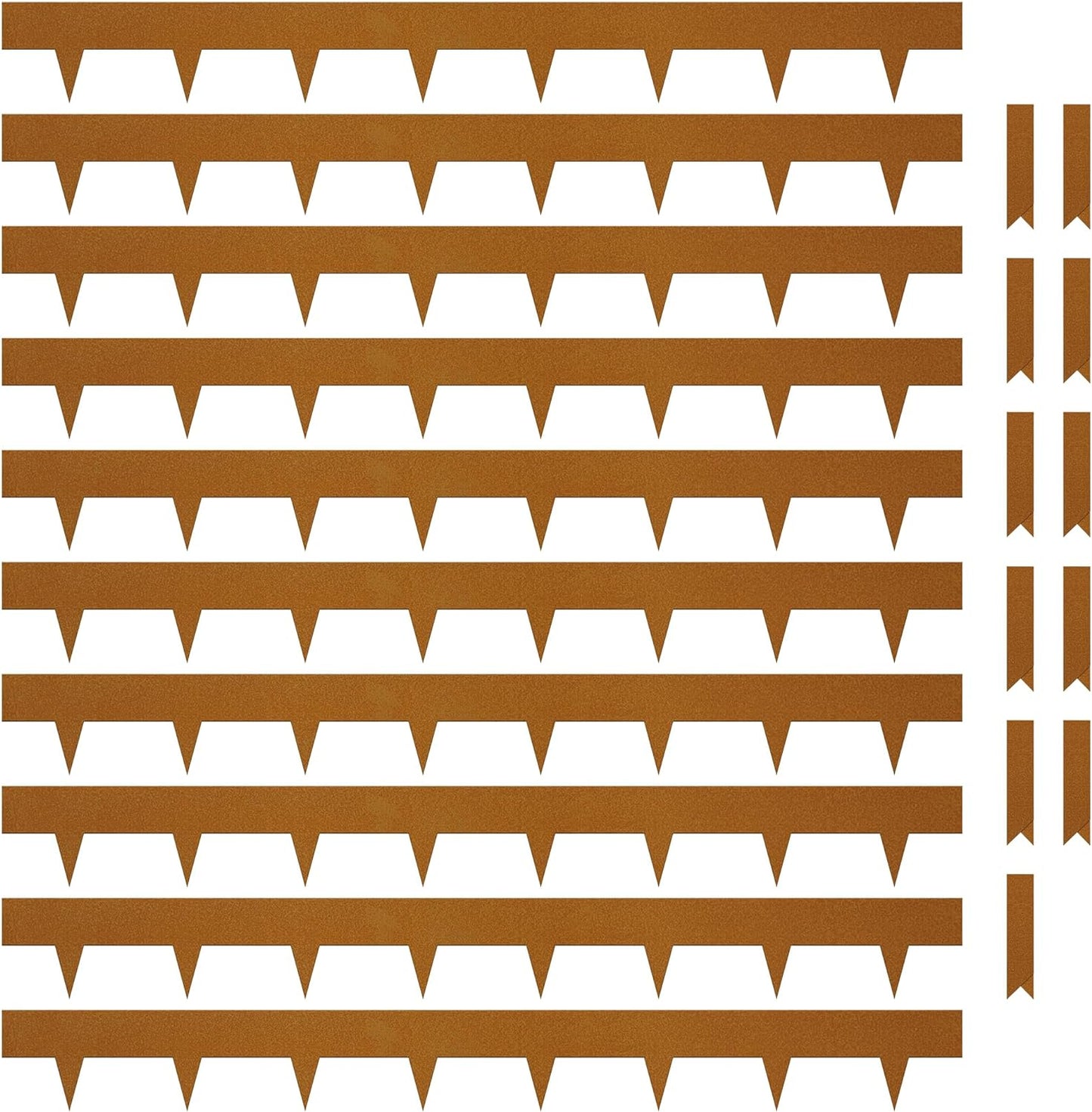 KOL Weather Resistant Steel Flexible Garden Lawn Edging, 10-Pack Pre-Rusted Metal Landscape Edging Strips - Heavy Duty Hammer-in Border with 11 Clips - 16-Gauge - 40" L x 4.5" H (33FT Total Length)