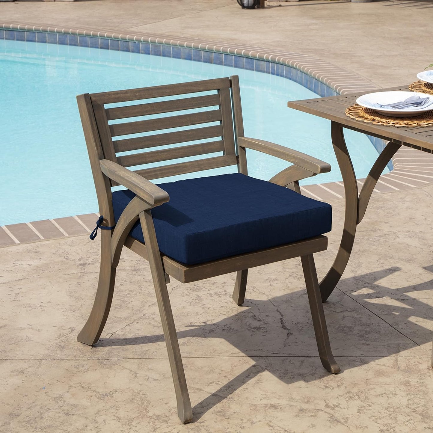 Arden Selections Outdoor Seat Cushion, 19 x 19, Rain-Proof, Fade Resistant 19 x 19, Sapphire Blue Leala (Pack of 4)