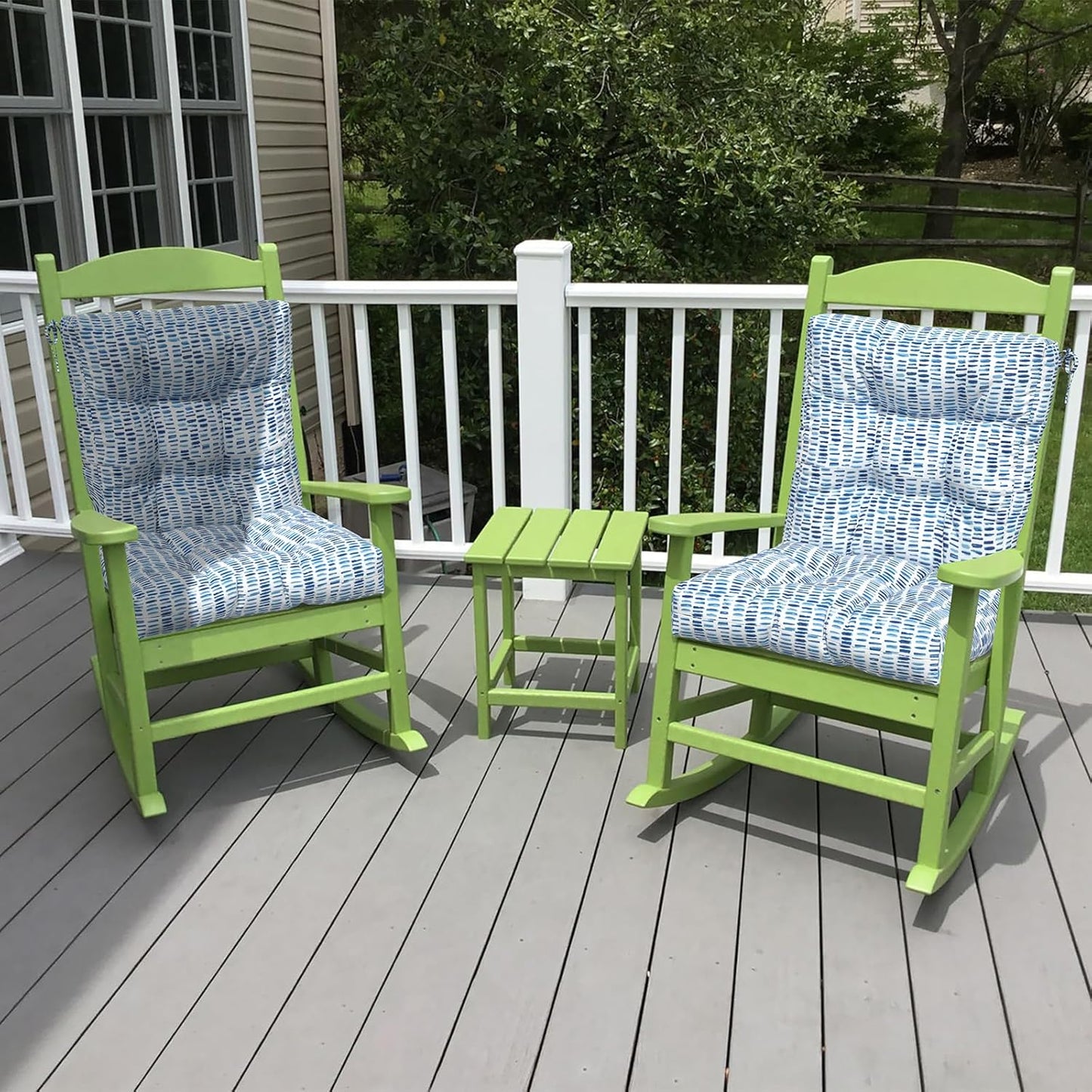 LVTXIII Outdoor Adirondack Chair Cushions, L42 x W21 x H4 Patio Tufted Low Back Cushions, Seasonal Replacement Rocking Chair Cushion for Home Garden Furnitue, Set of 2, Pebble Blue