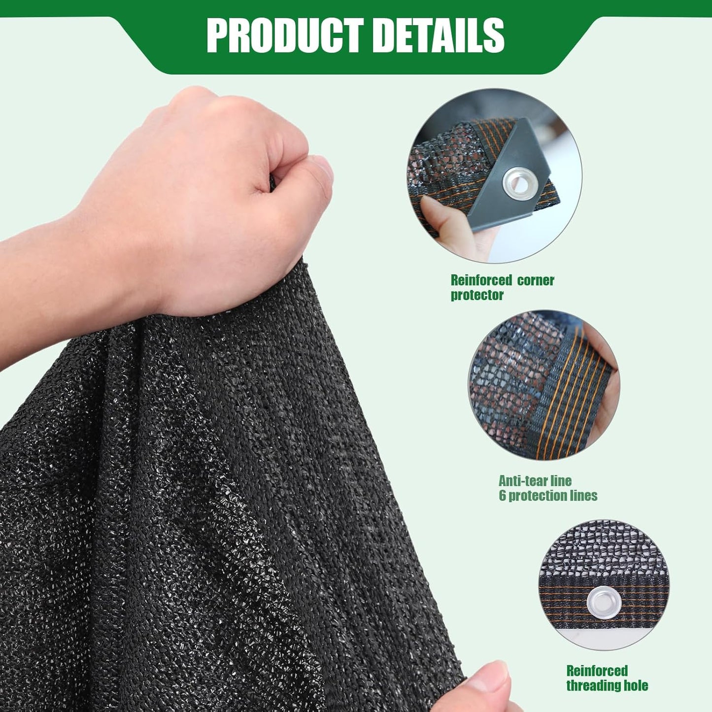 40% Shade Cloth for Garden, 10×10FT Plant Shade Cloth with Grommets Mesh Tarp for Greenhouse, Dog Kennel Cover, Chicken Coop, Patio Plants Outdoor Sun Shade