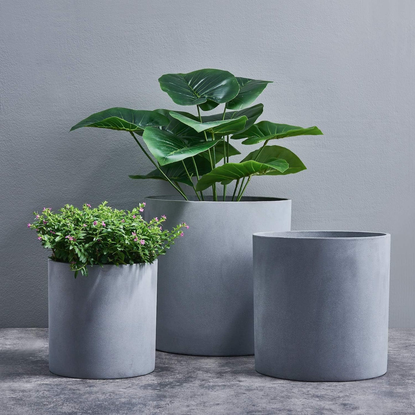 FaithLand Plant Pot 14 inch - Perfectly Fits Mid-Century Modern Plant Stand - Drainage Plug and Drainage Mesh Screen - Gray Planter Pot.