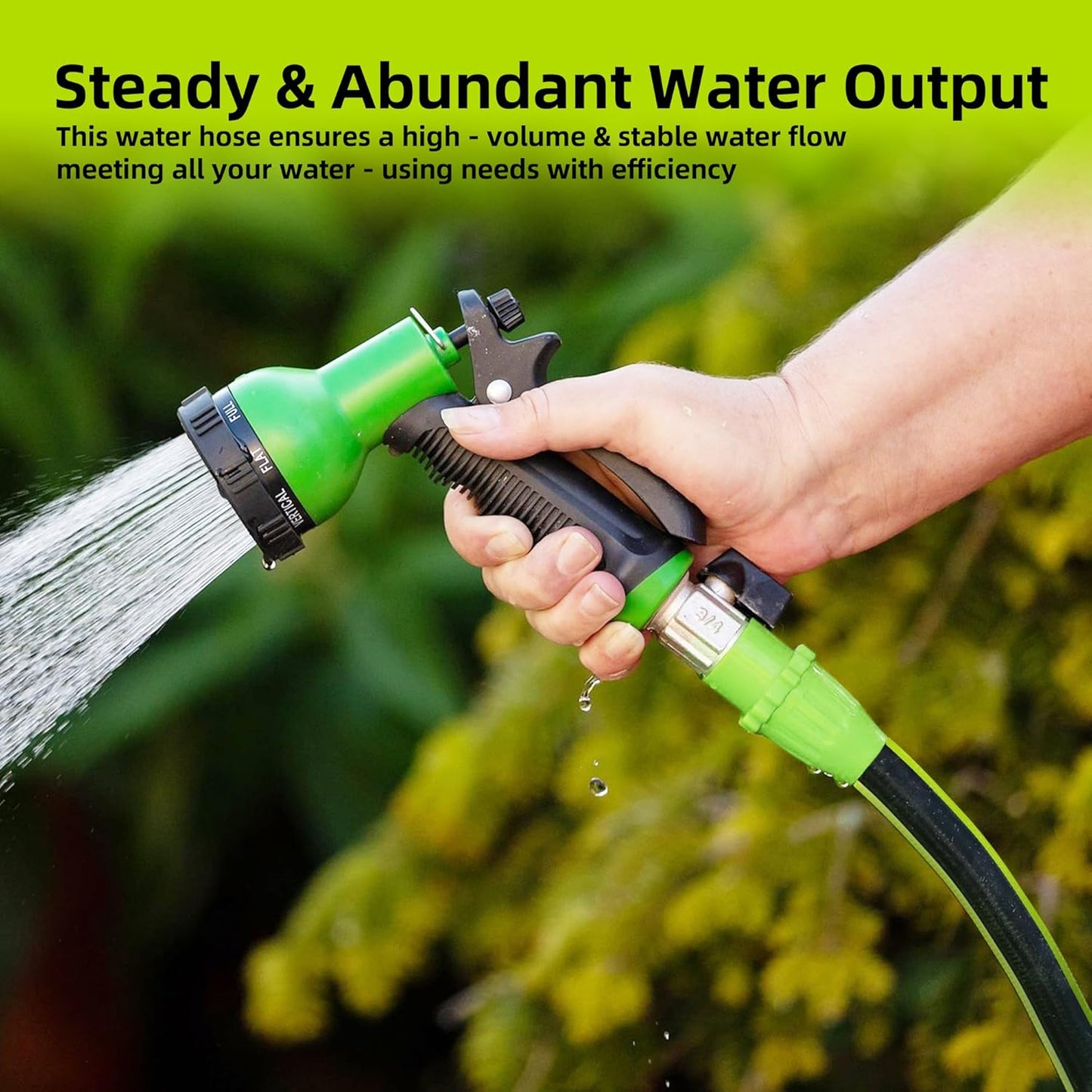 Worth Leader Garden Hose 3/4 in. x 50 ft. -No Kink, Flexible, Leakproof, Male/Female -Heavy Duty Durable 5 Layers PVC Rubber Lightweight Water Pipe for Gardening, Agriculture & Lawn Care -500PSI Burst
