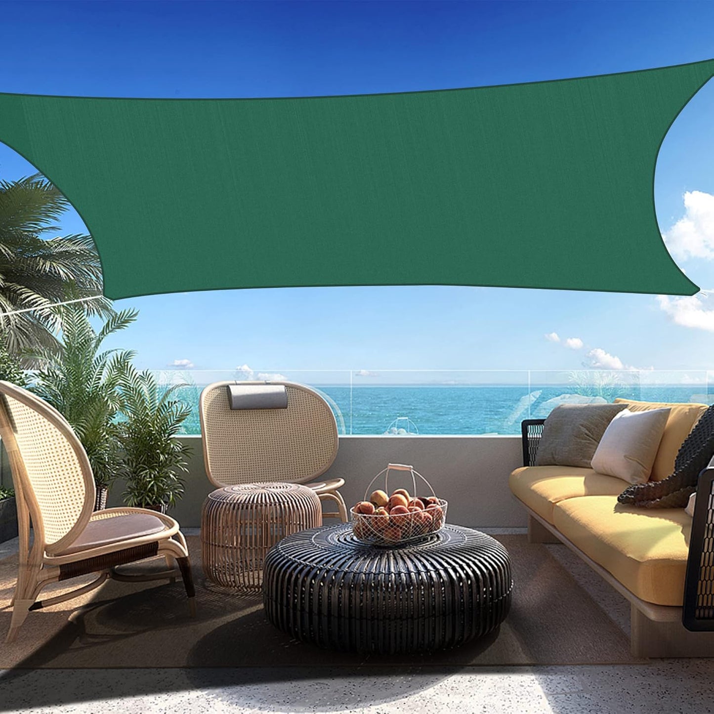 10' x 17' Green Rectangle Sun Shade Sail SSP1212 Canopy Durable Fabric UV Block Awning We Make Custom Orders